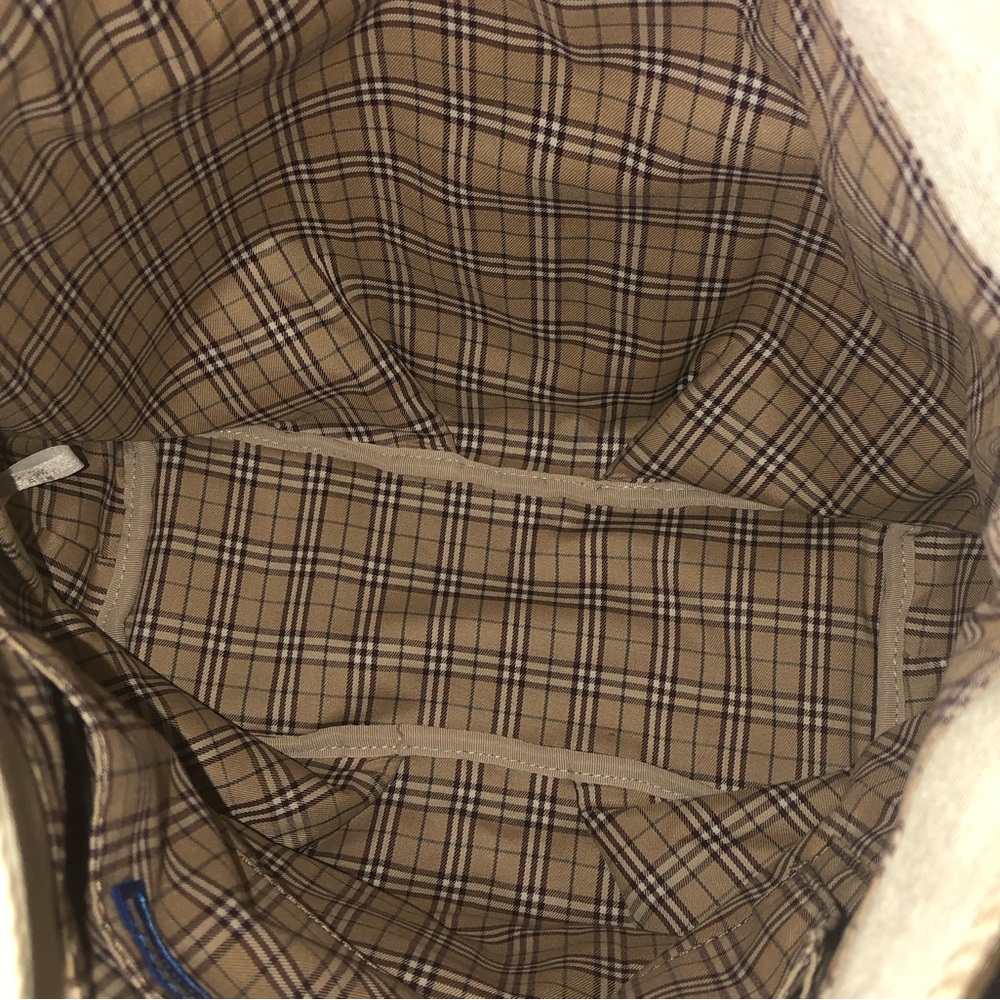 BURBERRY Blue Label Light Beige Canvas Bag with Leather Trim and Crossbody Strap - Picture 7 of 17